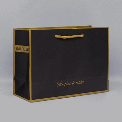 Zwarte folie en Bump Logo Craft Paper Shopping Bag Herbruikbaar Twisted Handle 300g